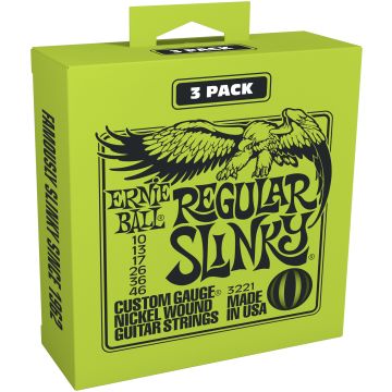 231804 Ernie Ball EB3221 Paquete de 3 Slinky normales