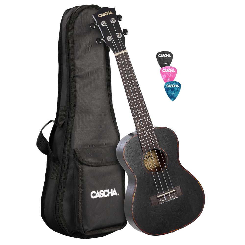 244141 Cascha Konzert Ukulele Set Schwarz